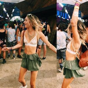 Olive green cloth shorts